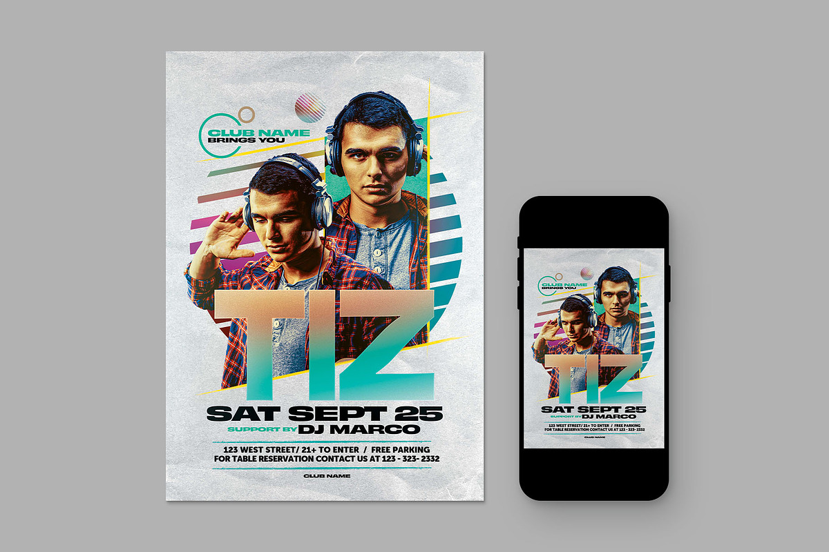 Modern Club DJ Event Flyer Template, a Flyer Template by BrandPacks (Photo 2 of 5)