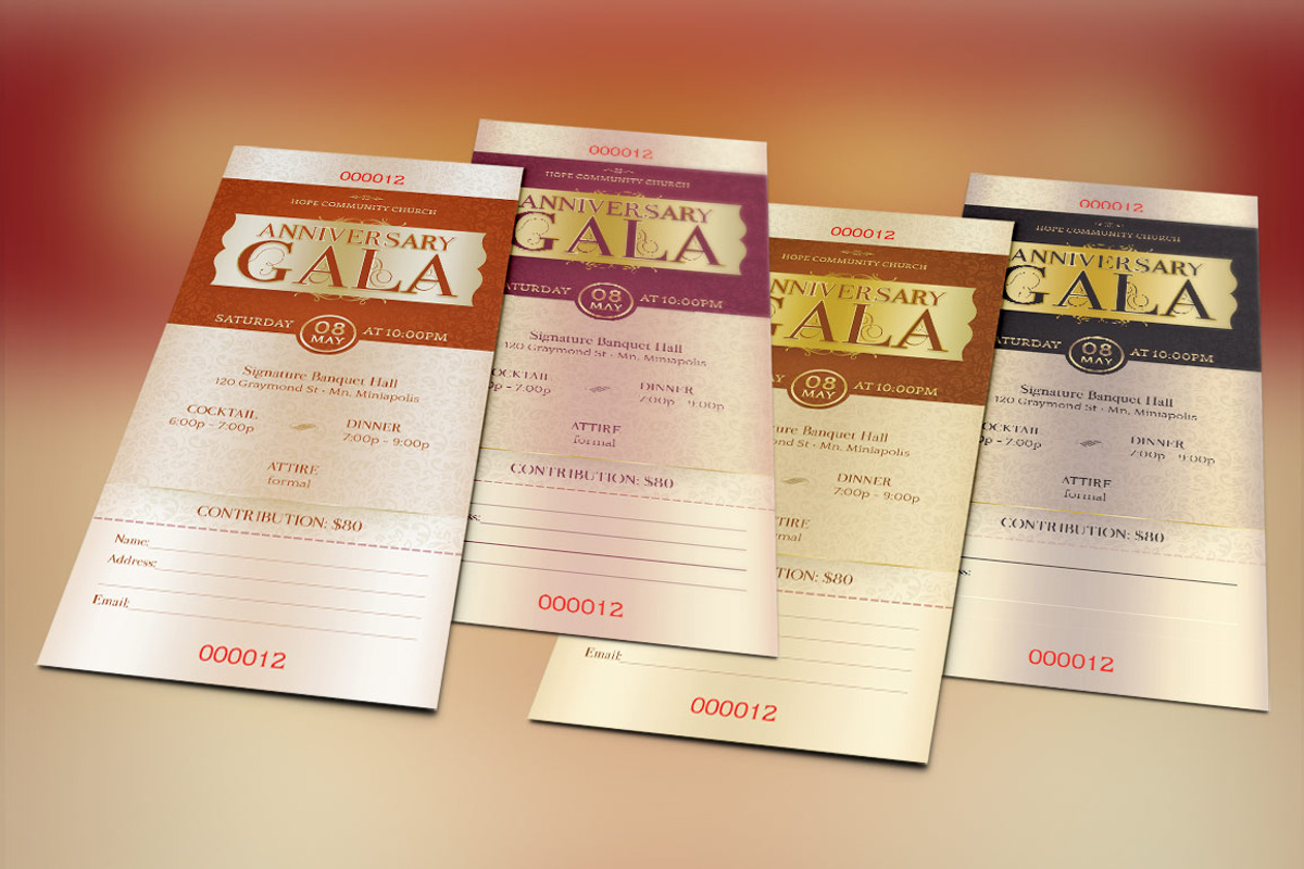 Anniversary Gala Ticket Template, a Templates & Theme by Godserv Designs (Photo 4 of 5)