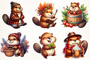 Watercolor Autumn Cute Beaver, an Illustration by Pixels.Craft (Thumbnail 3 of 7)