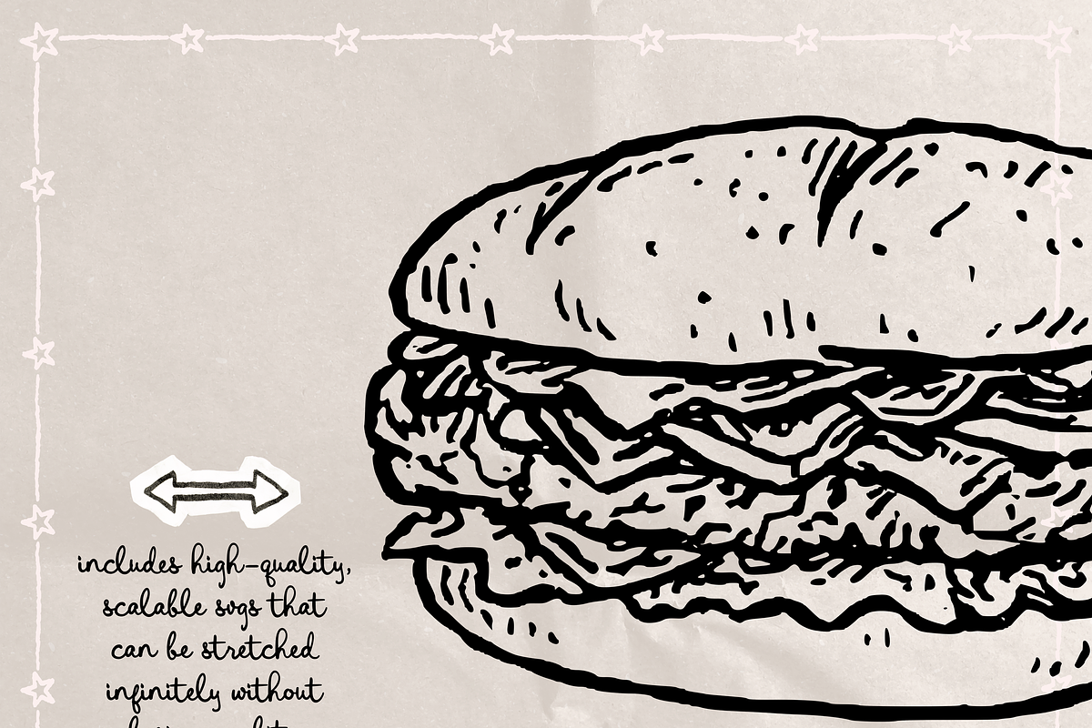 Fast Food Clipart, Burger Doodles, an Object Illustration by The October Creative (Photo 3 of 6)