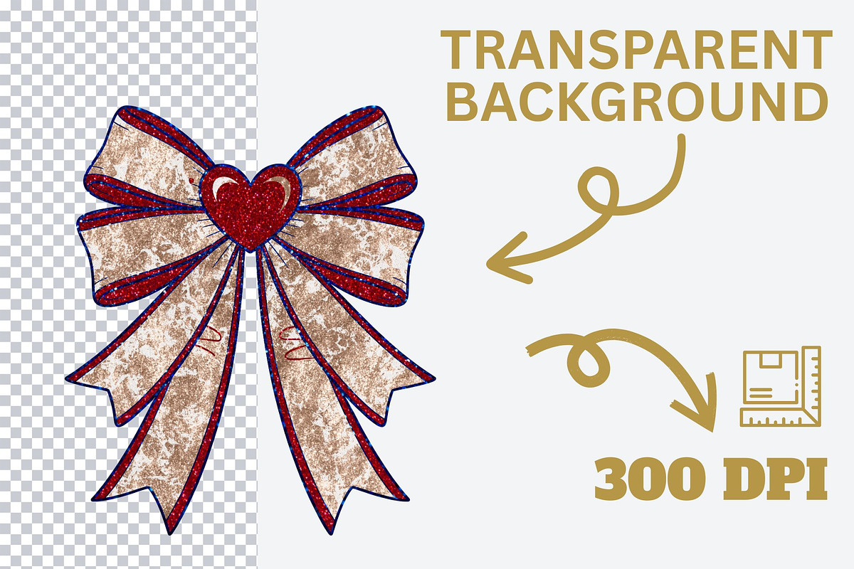 Heart Glitter Bow Clipart Bundle, a Graphic by iloveTemplate (Photo 4 of 6)