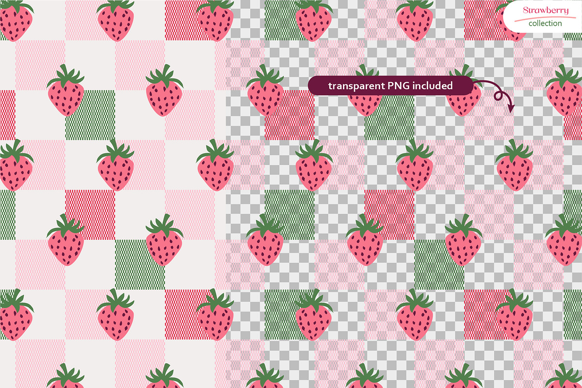 Strawberry Seamless Patterns, a Pattern Graphic by InaCorart (Photo 3 of 7)