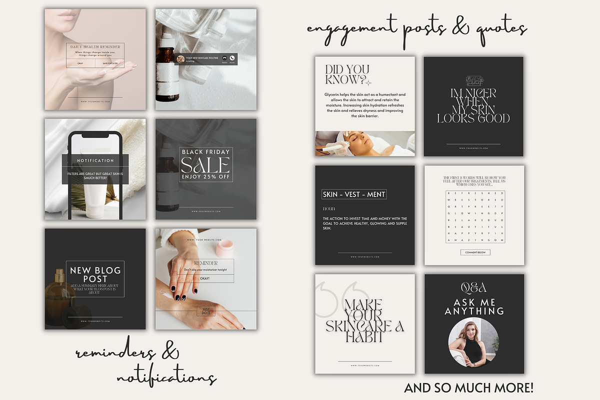 Skincare Instagram Templates Black, a Social Media Template by Faytemplates (Photo 6 of 7)