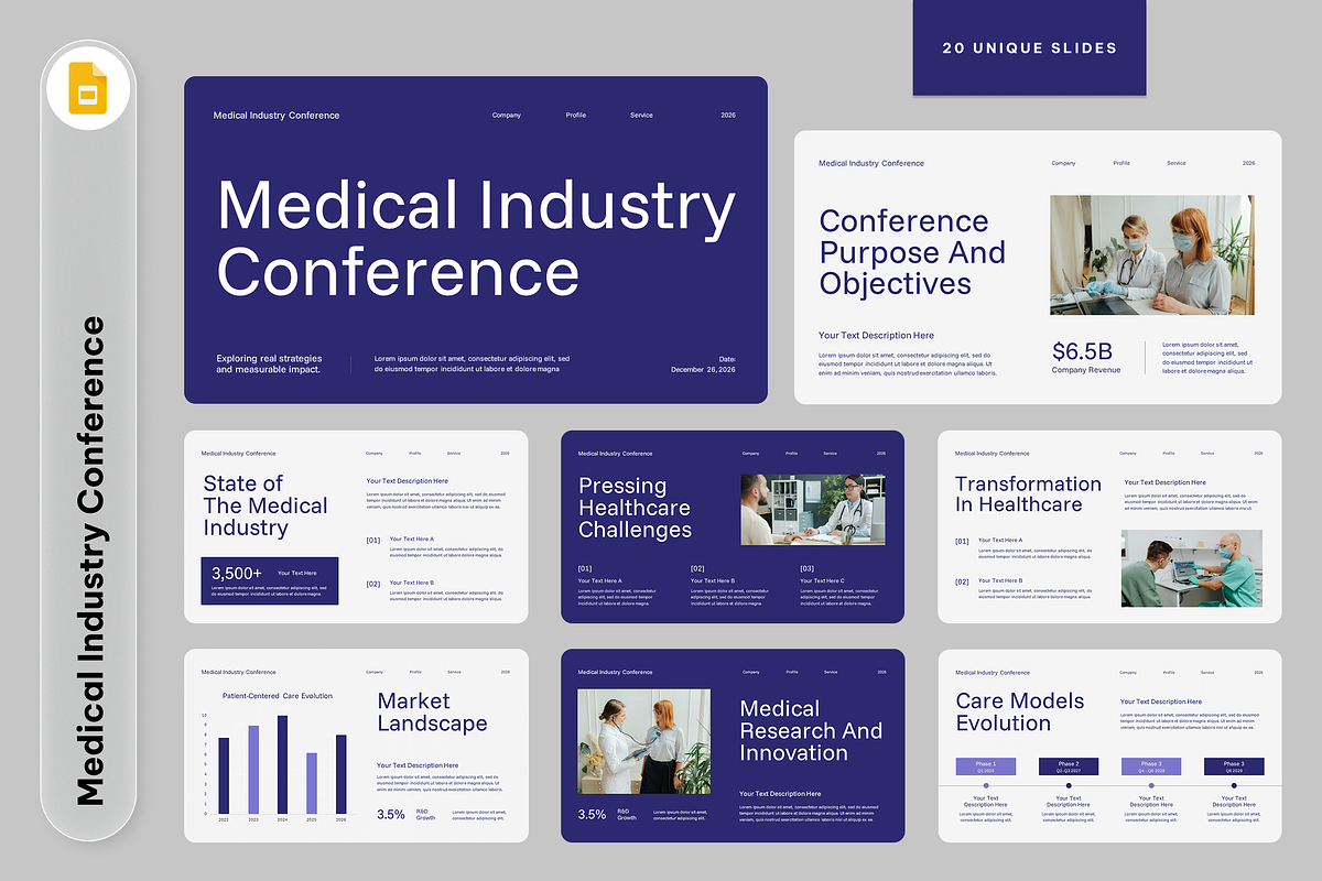 Medical Industry Conference GSlides, a Presentation Template by Sixtemp (Photo 1 of 3)