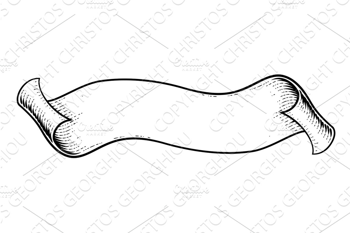 Scroll Vintage Flag Paper Banner, an Illustration by Christos Georghiou