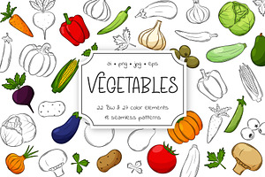 Vegetables. Cliparts and patterns