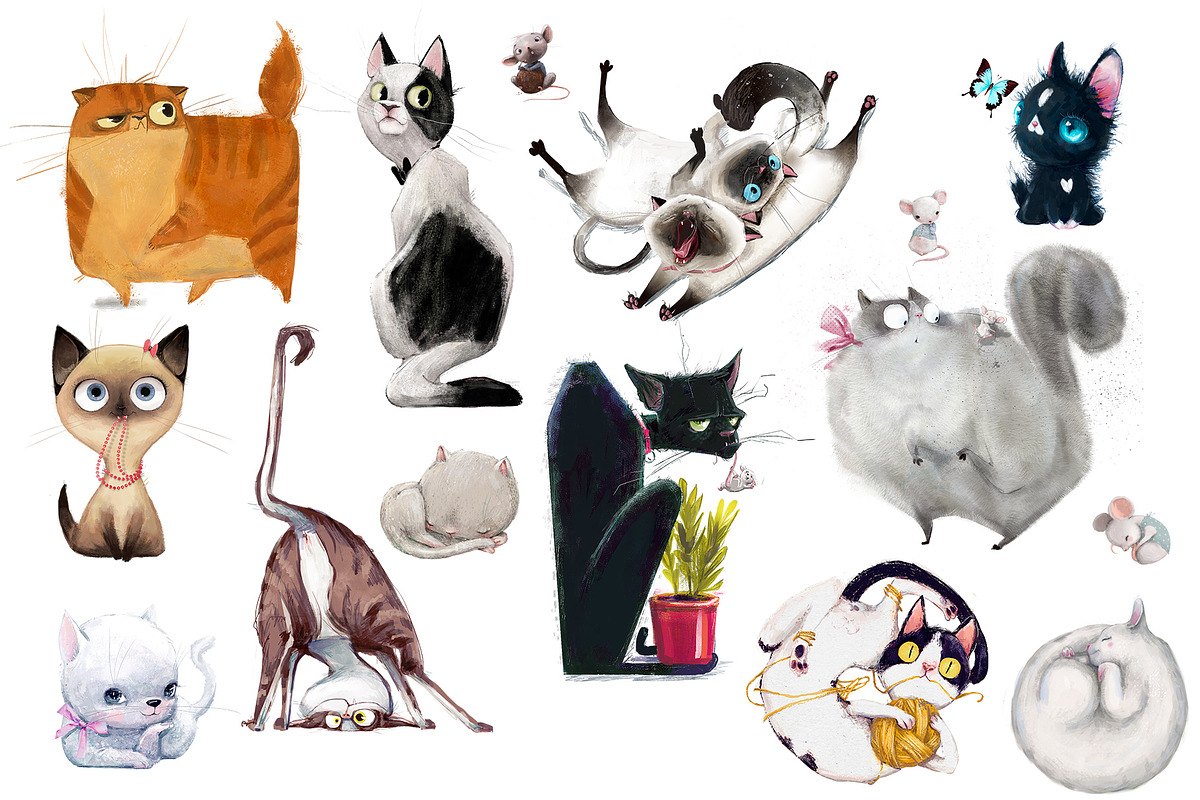 Elena and her Cats, an Animal Illustration by Eve Farb (Photo 3 of 3)