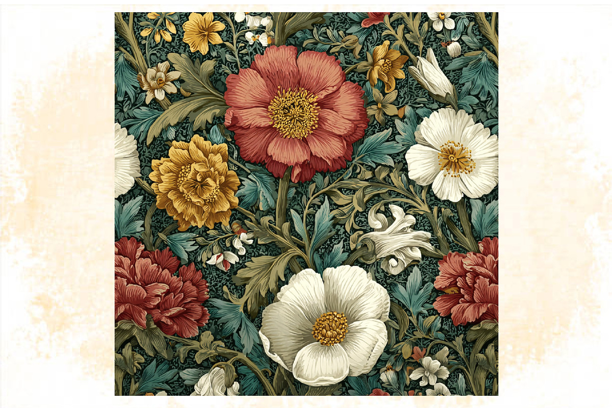 Vintage William Morris Style Floral, a Pattern Graphic by SVGArt (Photo 4 of 9)