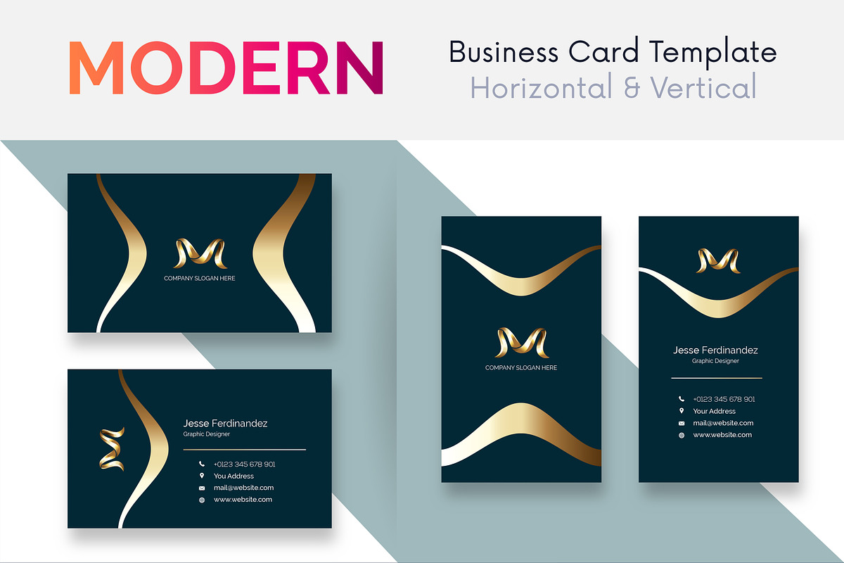 Modern 50 Business cards Bundle, a Business Card Template by M6 Gallery (Photo 13 of 52)