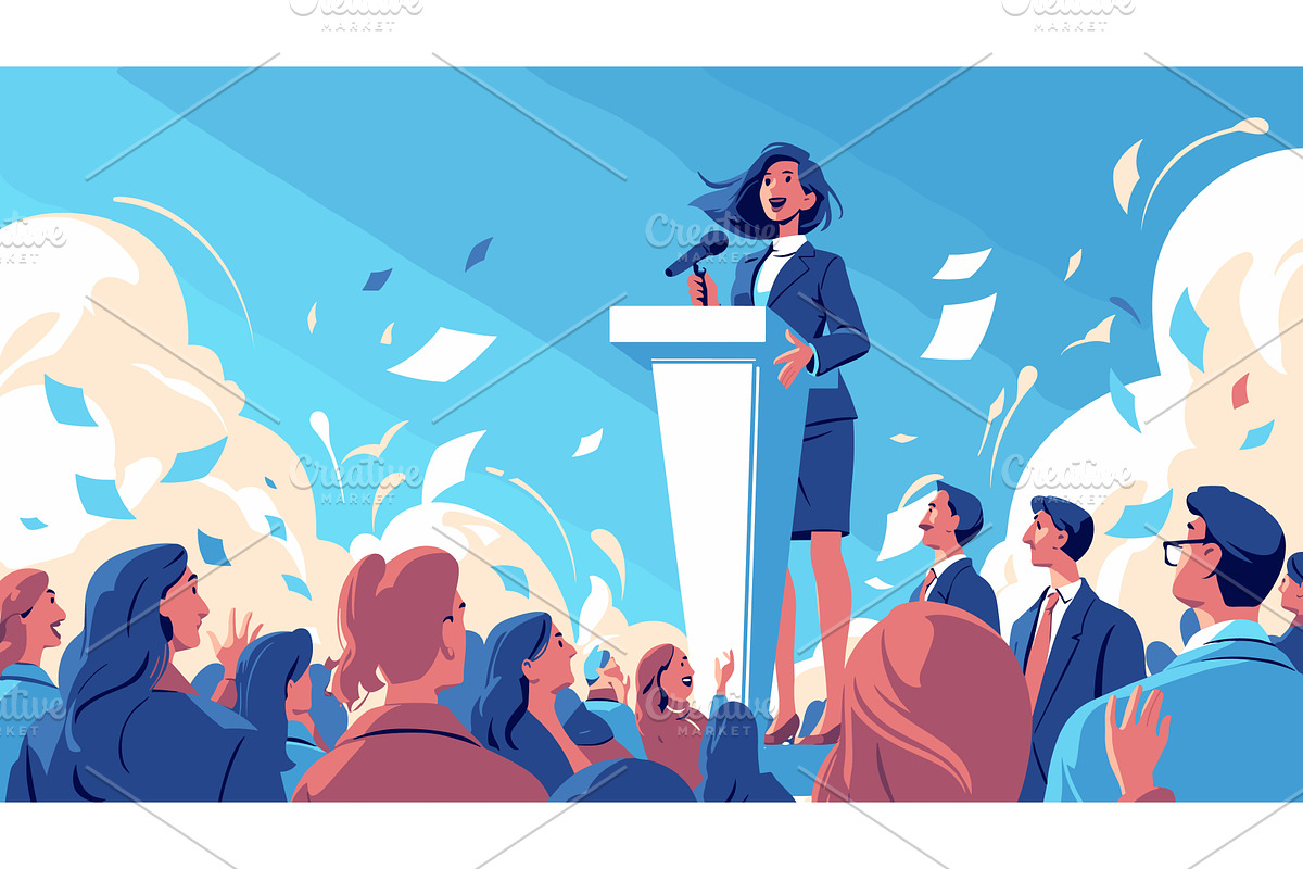 Woman politician speech. Party, a Person Illustration by Stock-Smart-Start
