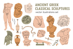Ancient Greek statues and sculptures, a Decorative Illustration by Good Studio