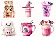 Watercolor Halloween Coffee Clipart, an Illustration by OK Design (Thumbnail 5 of 5)