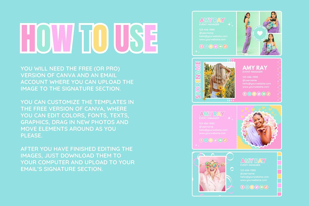 Rainbow Email Signature Templates, an Email Template by SunshineStudioBoutique (Photo 3 of 9)