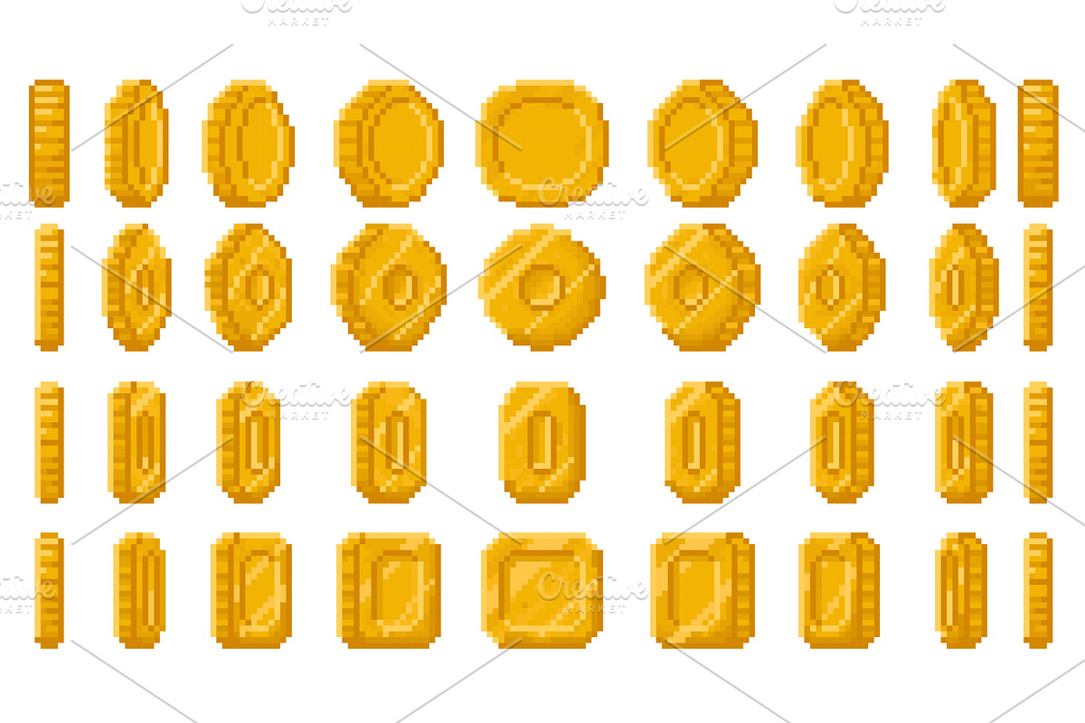 Pixel art coin animation. Spinning, an Object Illustration by winwin.art