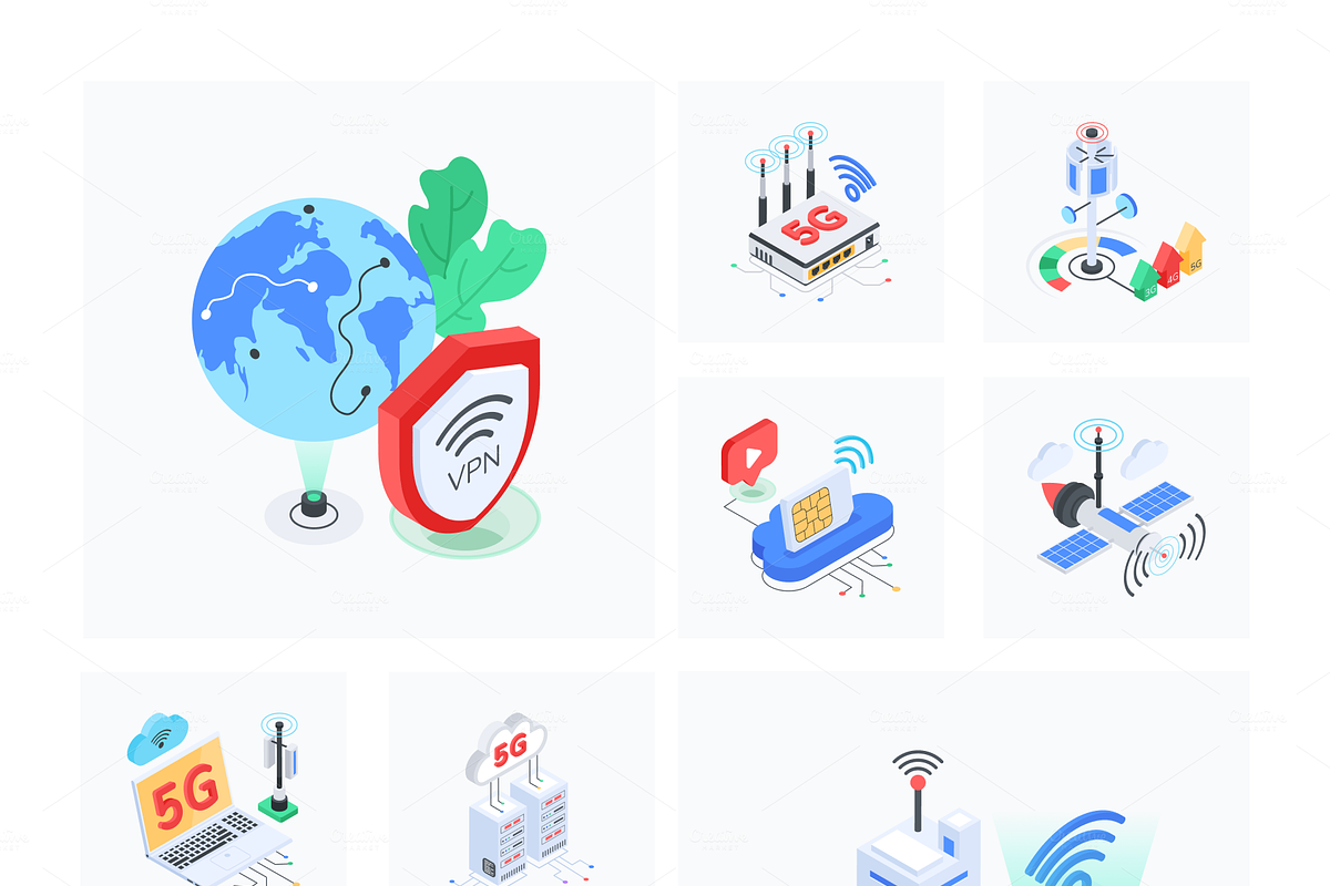 5G Technology and Internet Icons, a Duotone Icon by Vectors Market (Photo 6 of 12)