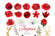 Red Watercolor Flowers & Wreaths, an Illustration by Feather Grace Designs (Thumbnail 4 of 15)