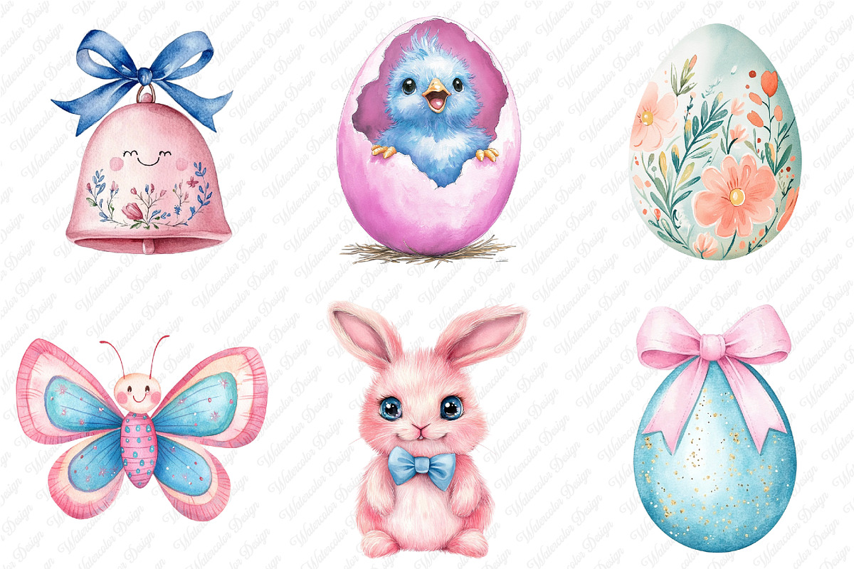 Pastel Easter Clipart, an Icon by Watercolor design (Photo 4 of 12)