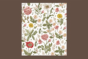 6 Seamless Flowers Roses Pattern, a Pattern Graphic by Vintage (Thumbnail 2 of 7)