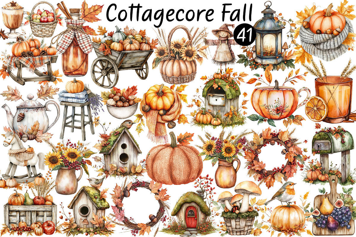 Cottagecore Fall Clipart, a Seasonal Illustration by CitraGraphics (Photo 1 of 6)