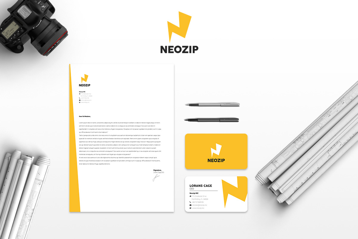 Neozip Brand Identity, a Product Mockup by Laurentiu Cotet