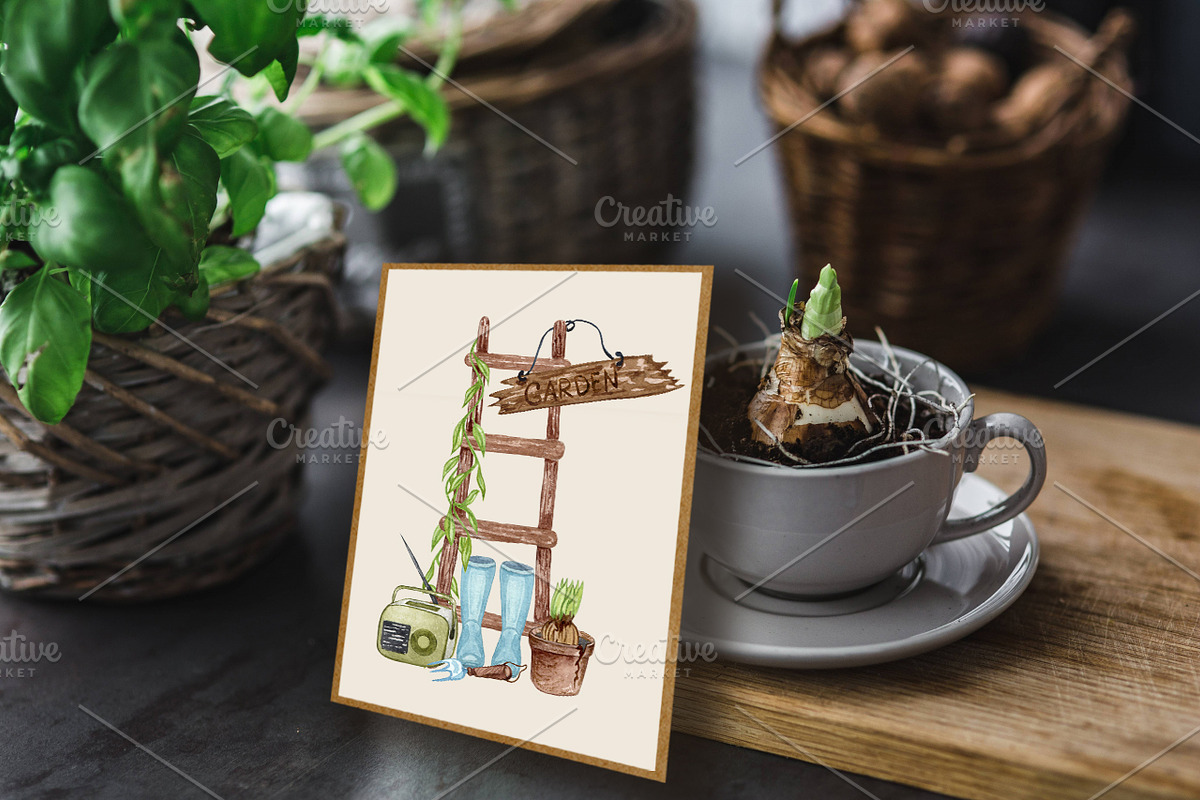 Gardening Watercolor Set, a Seasonal Illustration by BarvArt (Photo 3 of 14)