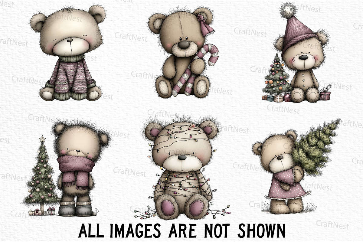 Whimsical Christmas Teddy Clipart, an Illustration by Craft Nest (Photo 5 of 6)