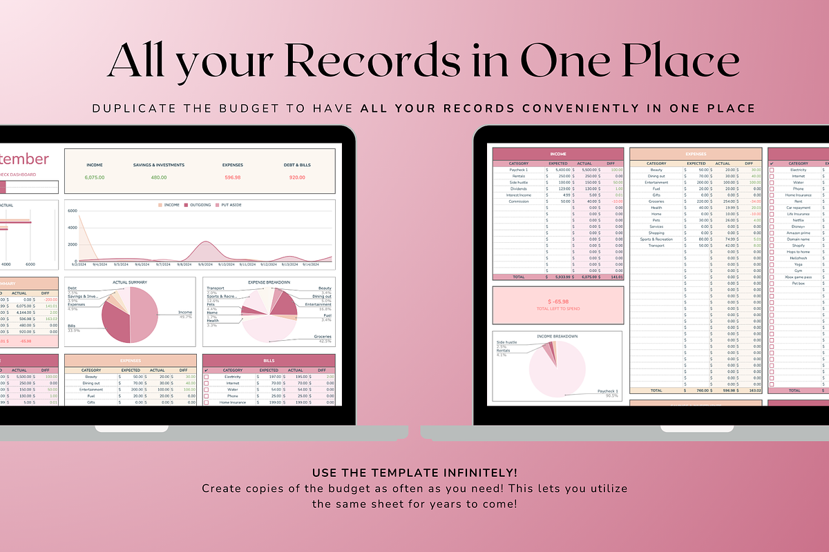 Simple Paycheck Budget - Red, a Templates & Theme by The Creative Plans co (Photo 8 of 10)
