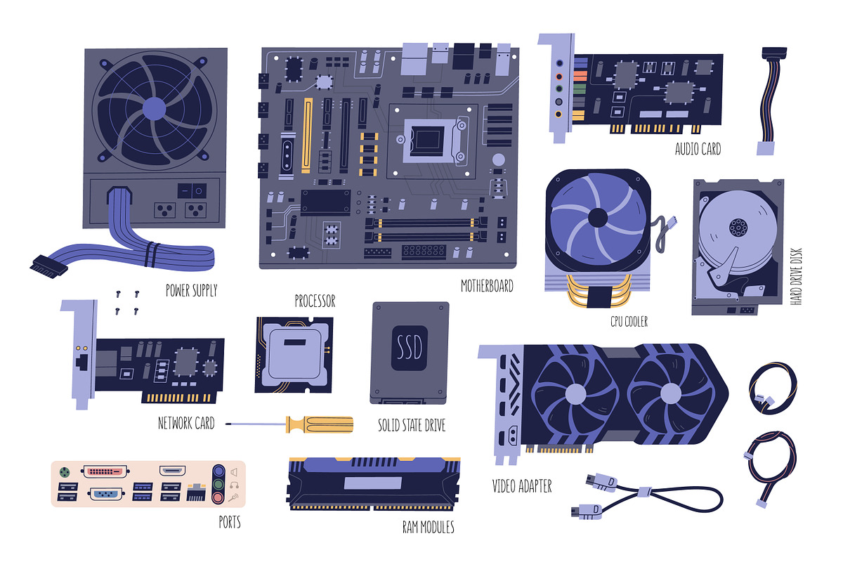 Computer hardware set, a Technology Illustration by Good Studio