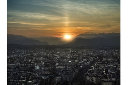 Amazing aerial view of glowing city, an Architecture Photo by ArtOfPhotos photo store