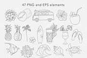 Aloha Hawaii vector illustrations, a Pattern Graphic by Mari_Caliart (Thumbnail 3 of 10)