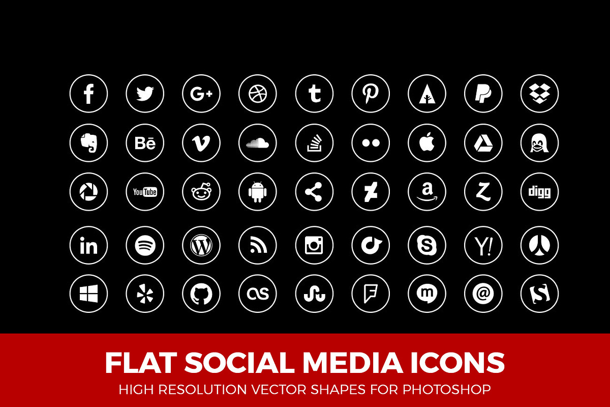 Social Media Icons Circle Line White, an Icon by Design Bits