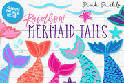 Mermaid Tail Clipart and Vectors, a Decorative Illustration by PinkPueblo (Thumbnail 1 of 3)