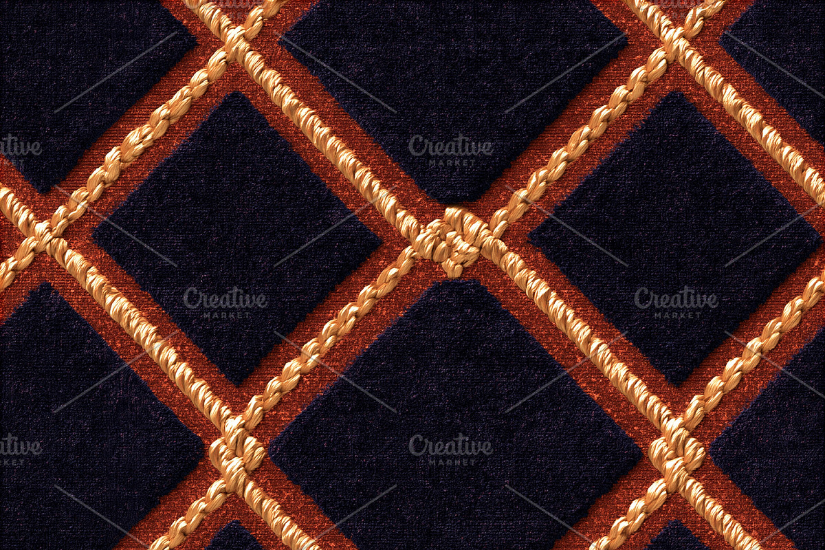 Seamless pattern luxury fabric with interwoven golden braided co, a Pattern Graphic by Studio ANNA