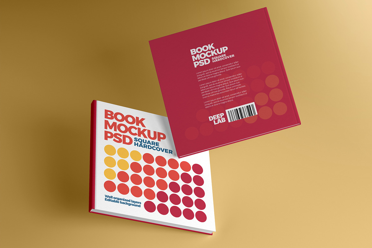 Square Book Hardcover Mockup Set, a Print Template by Deeplab (Photo 5 of 20)