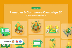 Ramadan E-Commerce 3D Campaign Icons, a Work Illustration by twinstd
