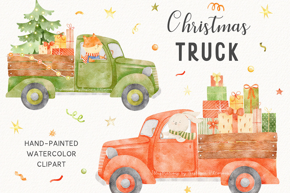 Christmas animal winter clip art, an Animal Illustration by Watercolor Nastasia Art (Photo 1 of 6)