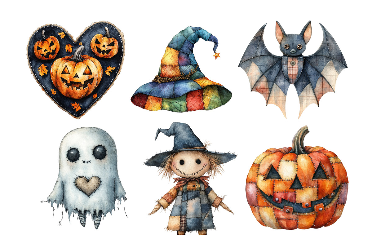 Patchwork Halloween Clipart, an Illustration by Daily.Designs (Photo 5 of 5)