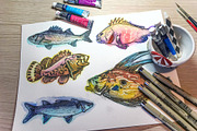 Watercolor Fish Clipart (big set), a Decorative Illustration by Sunshine Art Shop (Thumbnail 2 of 13)
