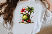 whimsical summer coconut clipart, an Illustration by Designworld (Thumbnail 5 of 8)