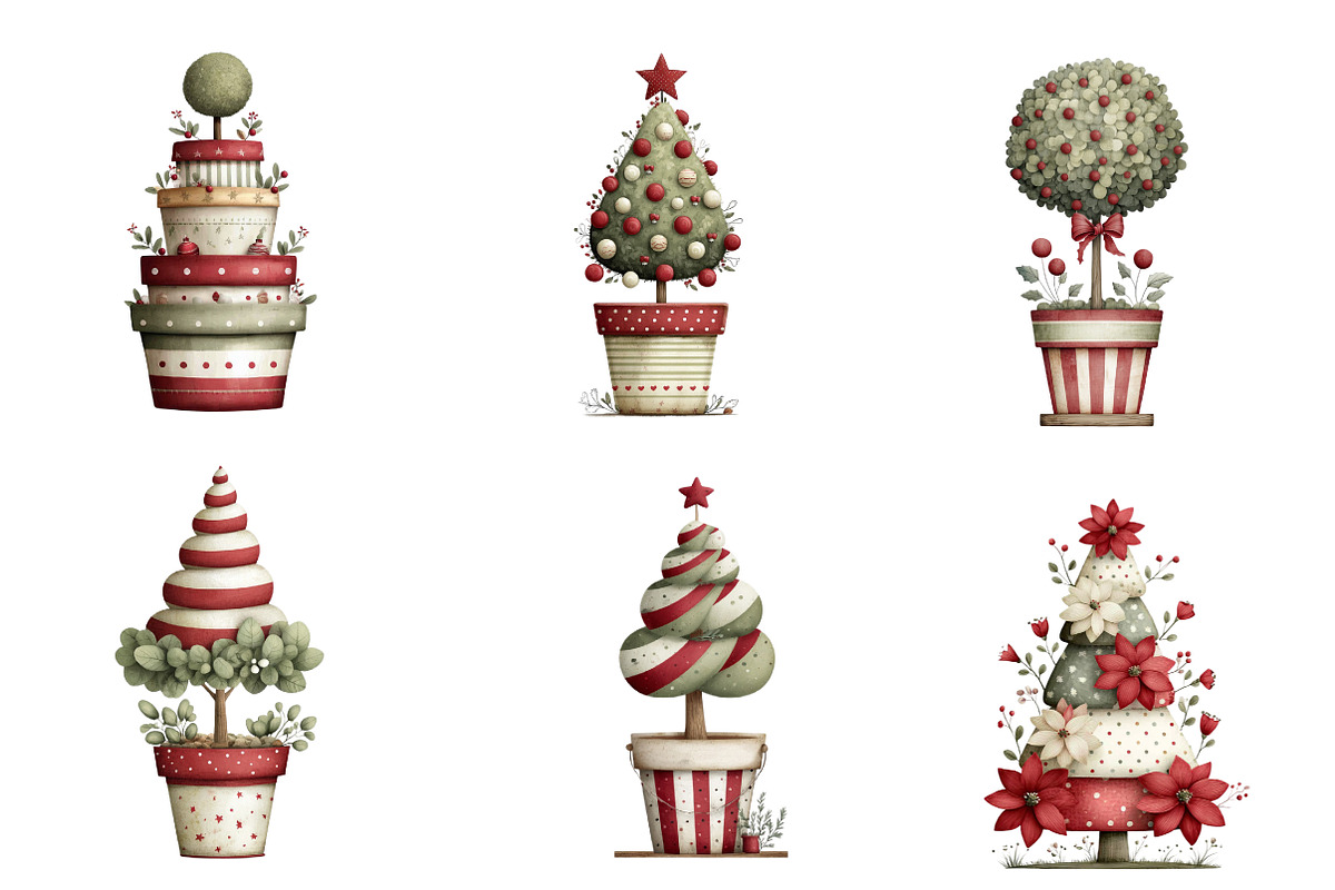 Whimsical Christmas Topiary Trees, an Illustration by CreationArt (Photo 7 of 7)