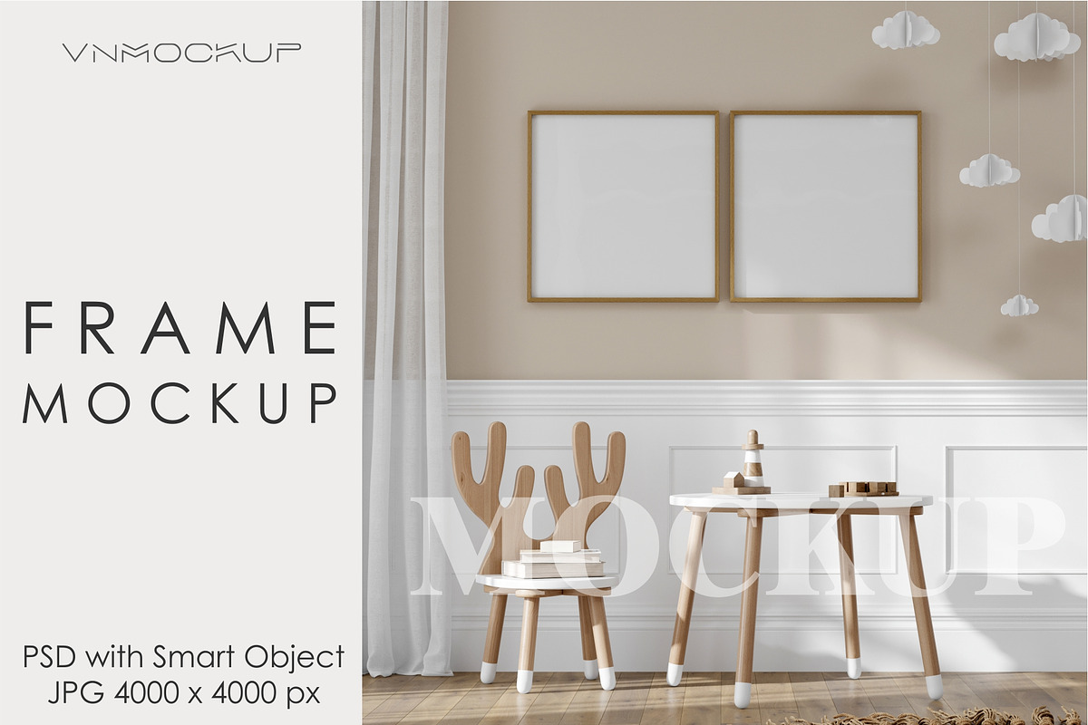 Nursery Frame Mockup PSD JPG, a Poster Template by VNmockup (Photo 1 of 5)
