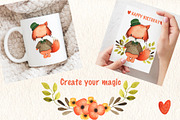 Happy Foxes Watercolor Collection, an Animal Illustration by TanataDesign (Thumbnail 3 of 7)