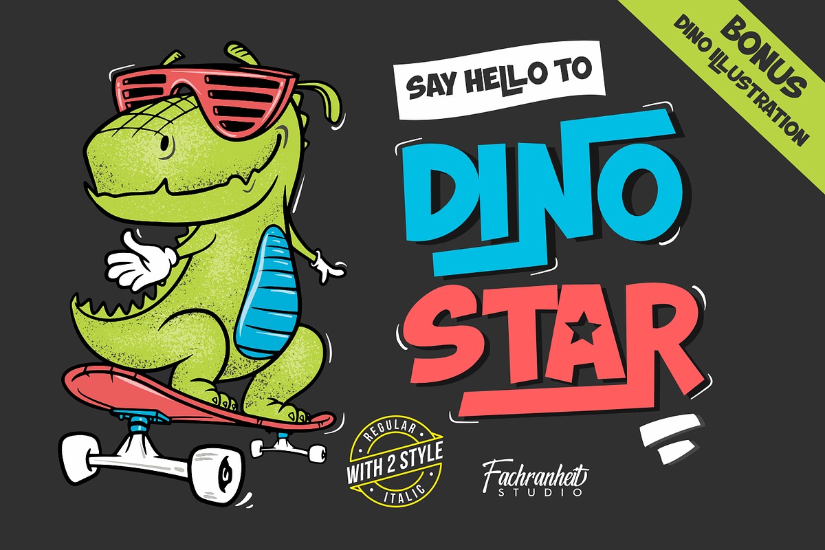 Dino Star, a Font by Fachranheit Studio (Photo 1 of 12)