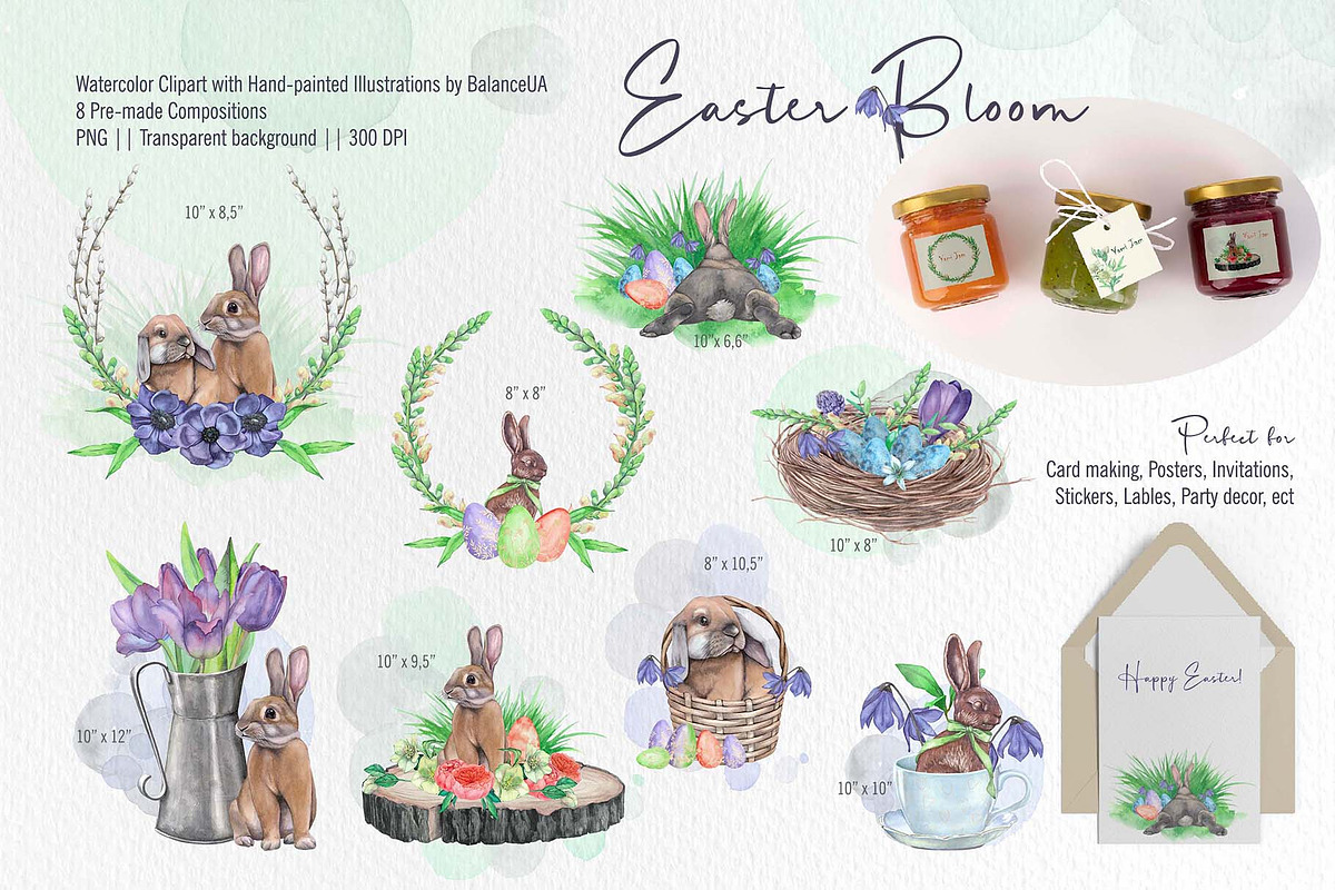 Easter & Spring watercolor clipart., an Illustration by BalanceUA (Photo 2 of 10)