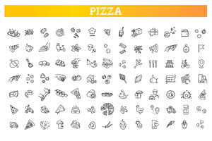 Italian Traditional Pizza Symbols, an Outline Icon by Tettygreen