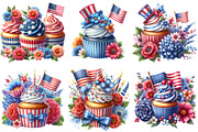Watercolor 4th of July Cupcake Clipa, an Illustration by Sublimation Artist (Thumbnail 2 of 6)