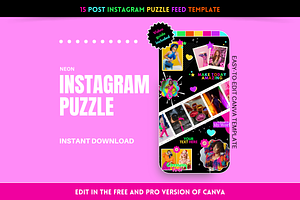 Neon Instagram Puzzle Template