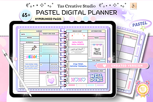 ADHD Purple Pastel Digital Planner, a Stationery Template by Tas Creative Studio