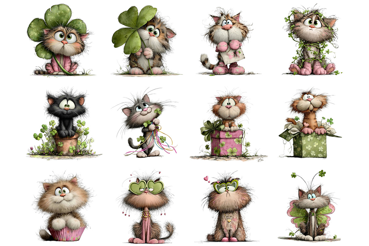 St. Patrick's Cats Clipart, an Illustration by DreamArtGraphic (Photo 4 of 4)