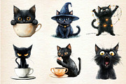 Cat Silhouette Love Coffee Clipart, an Illustration by Dream Creation (Thumbnail 6 of 6)